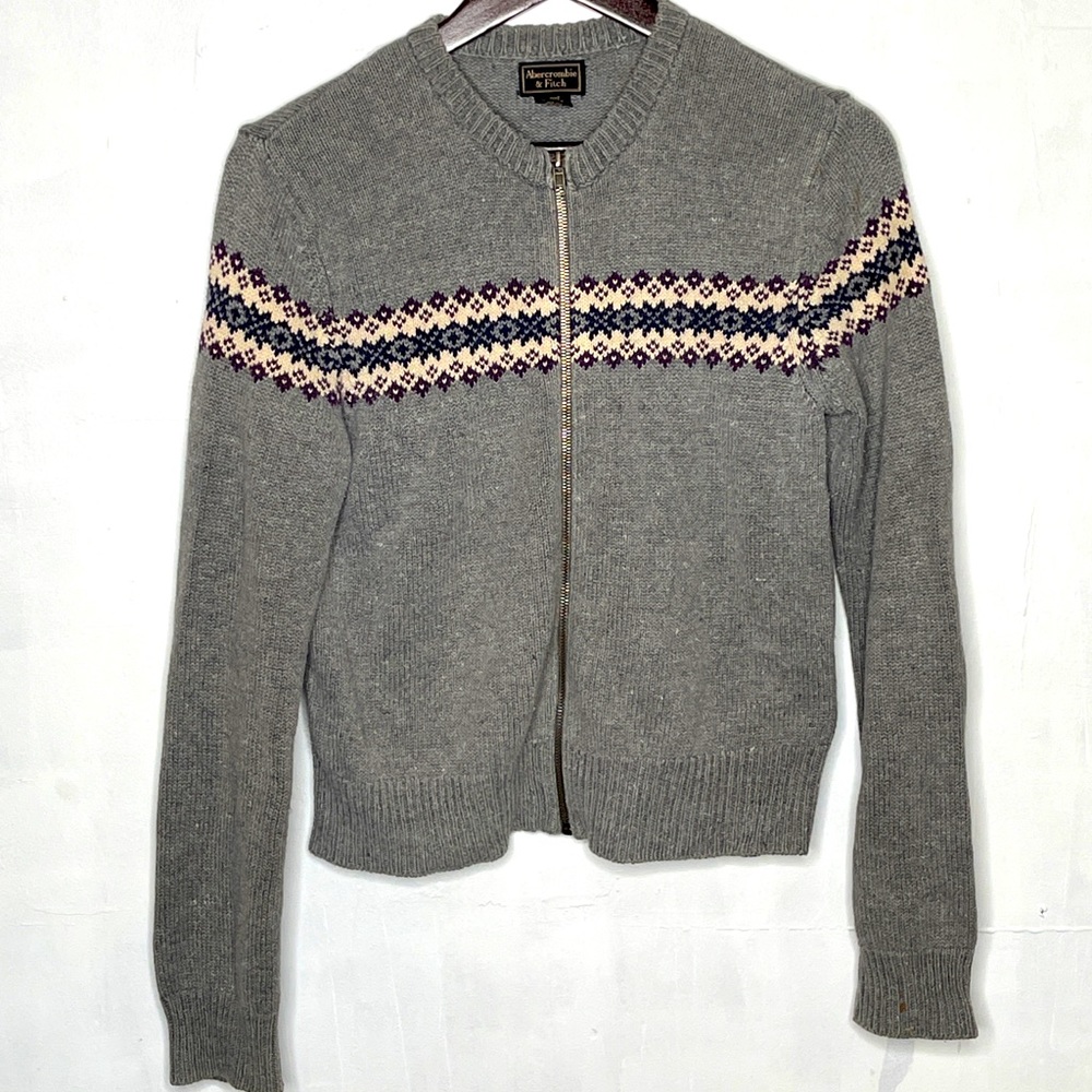 Women’s Abercrombie Full Zip Sweater Gray Size Med